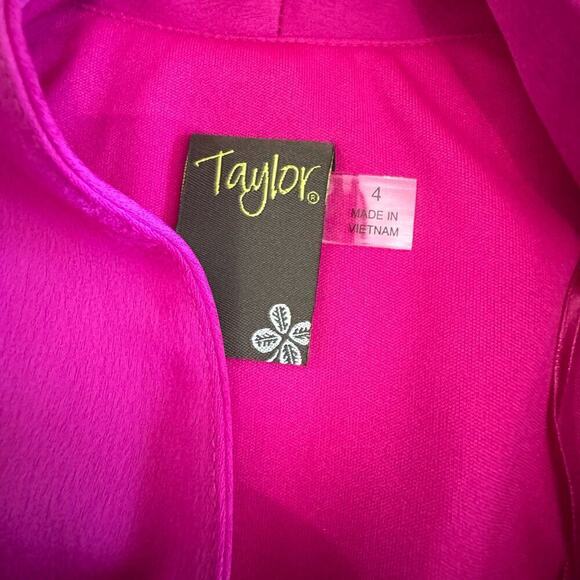 Taylor Wrap Dress Long Sleeve Magenta Pink Size 4 - Picture 7 of 14